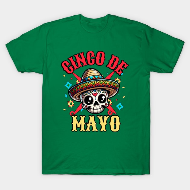 Cinco De Mayo Skull T-Shirt by Odetee